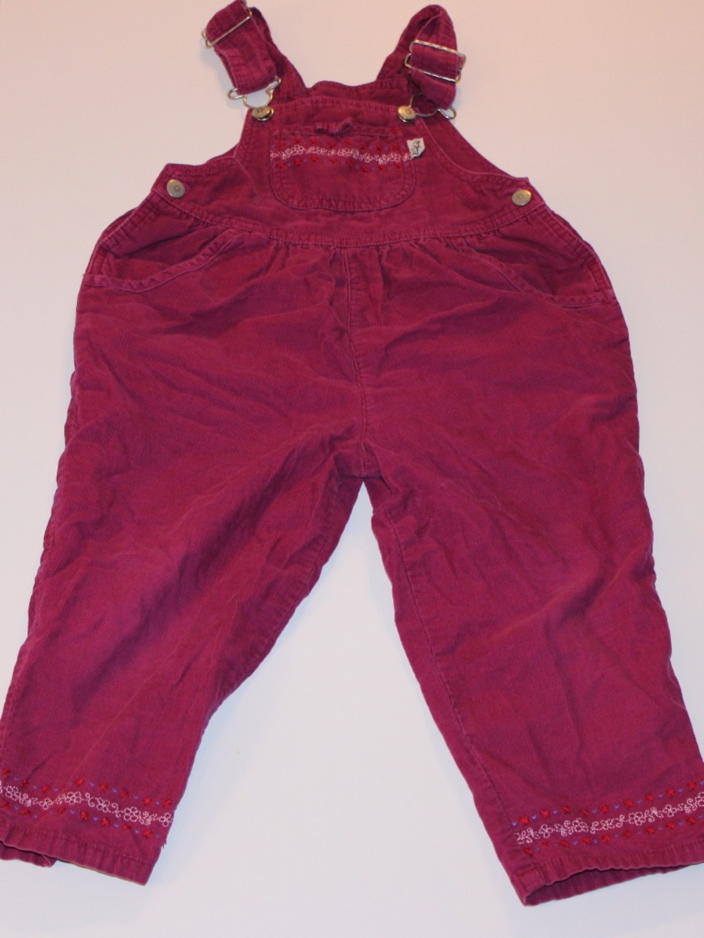 Sprockets Berry/Rich Pink Corduroy Overalls Girls Size 4T Embroidered